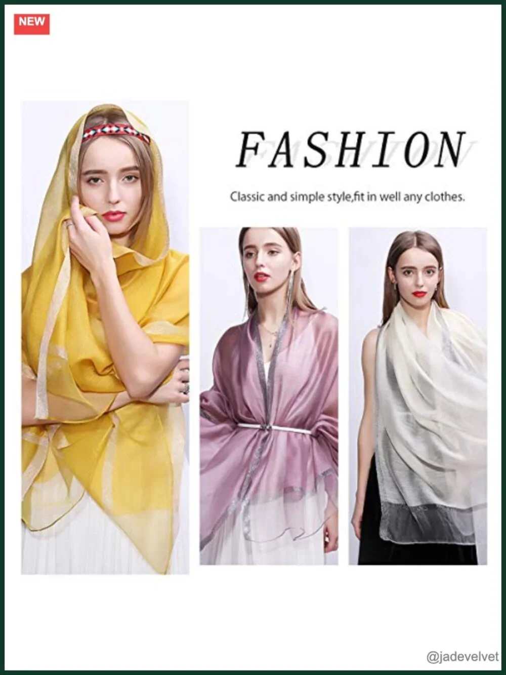 Silk Chiffon Scarf Sun Protection Shawl Bead Embellishment